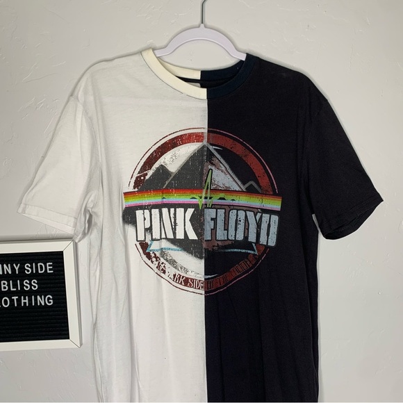 Pink Floyd Two Tone Split Graphic Band Tee Black White Rock Shirt Size Large - Picture 2 of 12